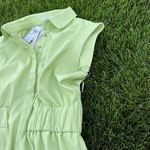 House of Harlow 1960 Women's Lime Green Vegan Leather Midi Dress NWT $249 Medium